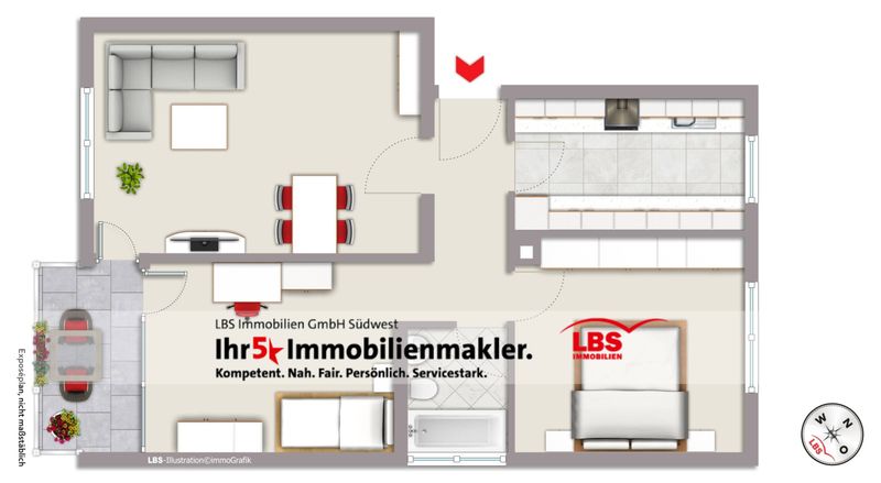 Praktische 3-Zimmer-Wohnung mit Einzelgarage in ruhiger Lage